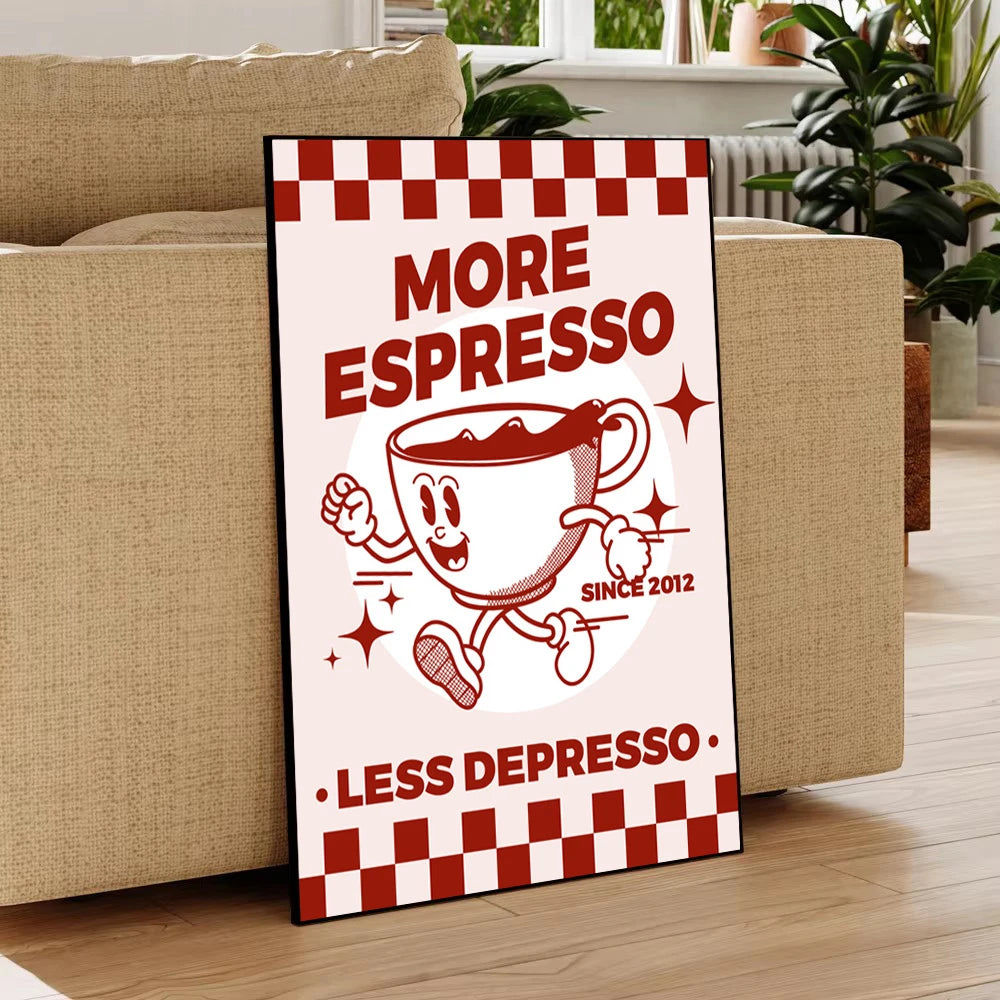 more espresso less depresso coffee quote kitchen canvas
