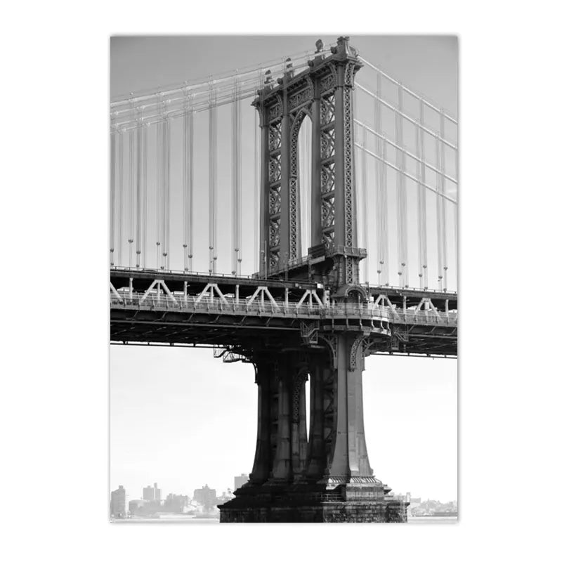 black and white cityscapes of new york and paris with bridges on canvas