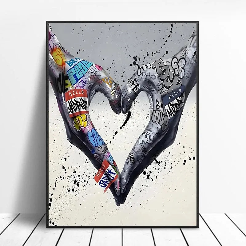 Street Graffiti Gestures Canvas Wall Art