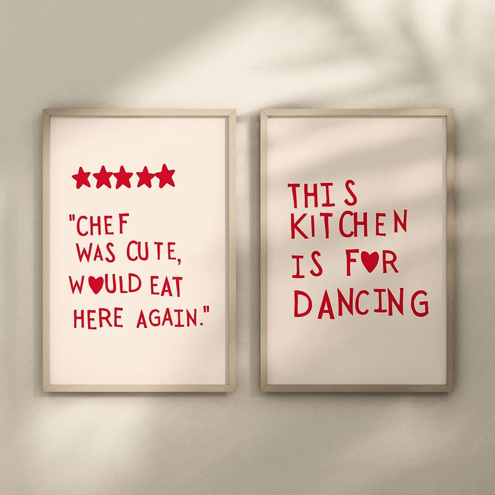Minimalist Heart "This Kitchen Is For Dancing" Quote Print
