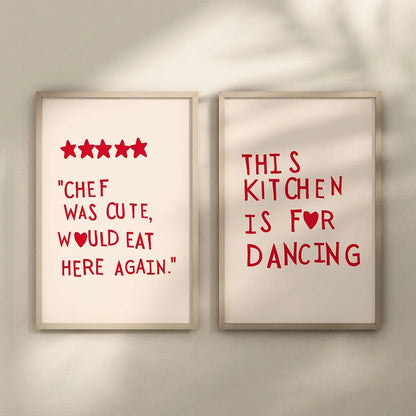 Minimalist Heart "This Kitchen Is For Dancing" Quote Print
