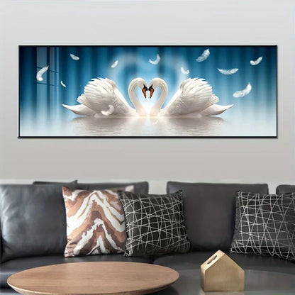 elegant swan couple love theme unframed canvas wall art