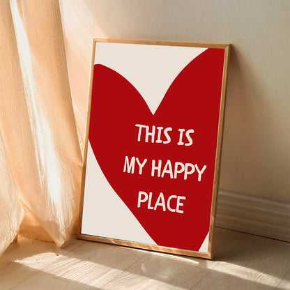 “This Is My Happy Place” Red Heart Canvas Print