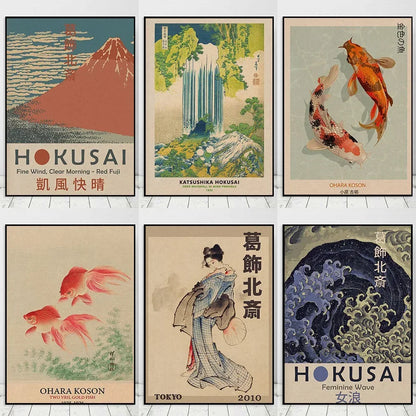 Hokusai & Ohara Koson Inspired Japanese Canvas Prints
