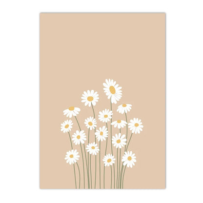 minimalist line drawing of a daisy botanical canvas