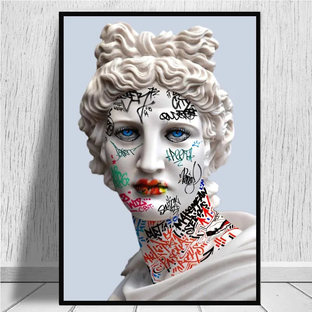 Graffiti David Bust Canvas Print