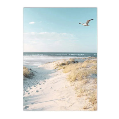 swan with surfboard under coconut tree tropical beach canvas wall art