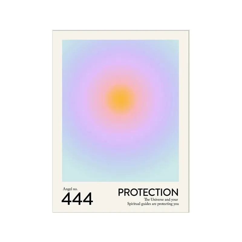 minimalist angel portrait with glowing halo gradient canvas wall art