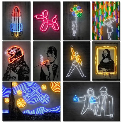 Neon Effect Iconic Canvas