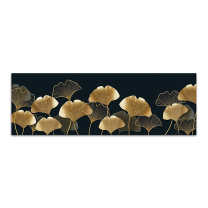 Black and gold monstera and ginkgo leaves botanical canvas wall art