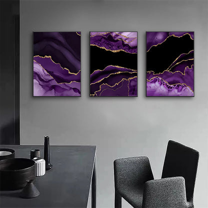 Black, Purple & Gold Abstract Canvas Print
