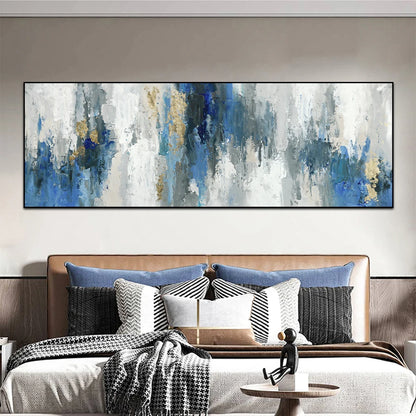 abstract nordic blue wave oil canvas wall art