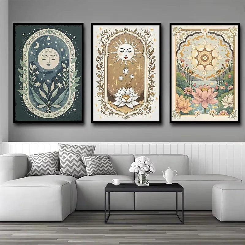 Tarot Sun & Moon Lotus Flower Canvas