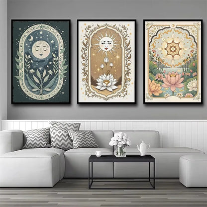 Tarot Sun & Moon Lotus Flower Canvas