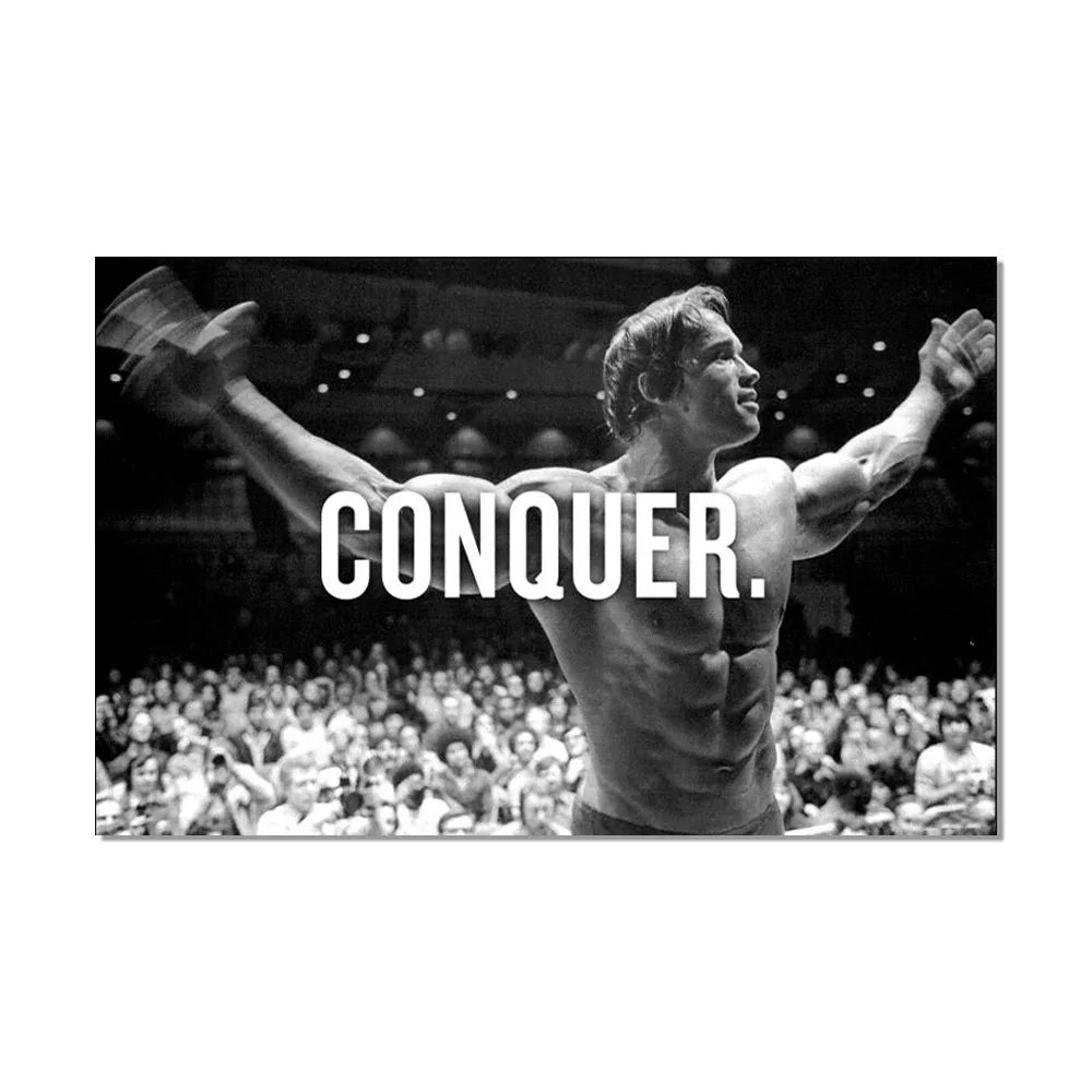 black and white motivational canvas of arnold schwarzenegger