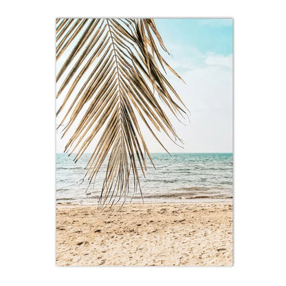 swan with surfboard under coconut tree tropical beach canvas wall art