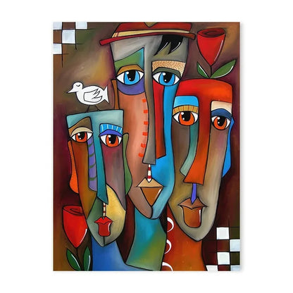 Geometric colour-block human face abstract canvas wall art