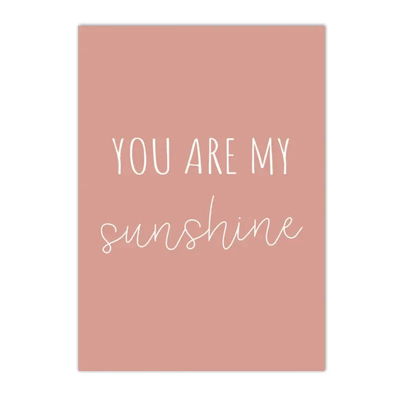 Nordic kids canvas with rainbow, sun, clouds and pink flowers