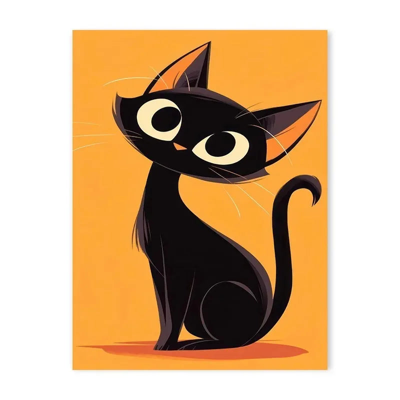 Colourful Black Cat Scenery Abstract Canvas