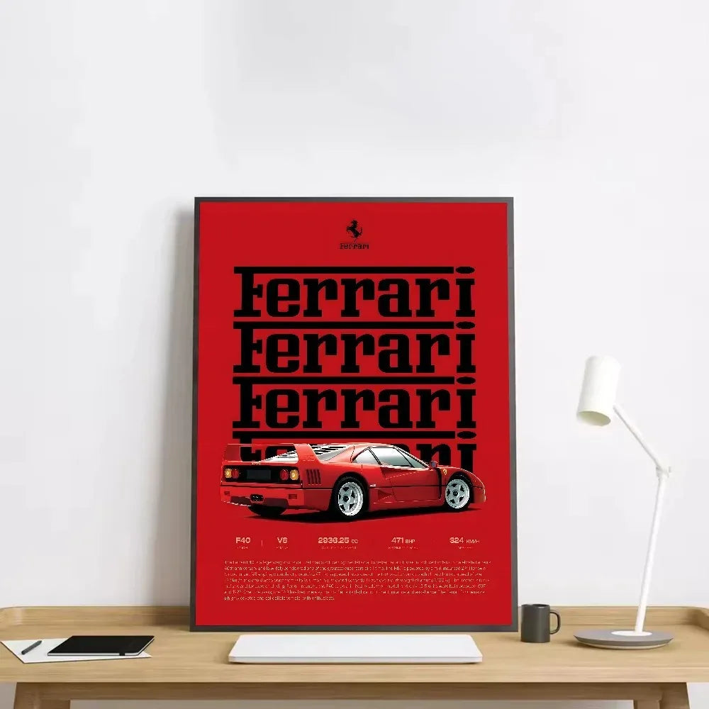 Classic red Italian sports car canvas wall art