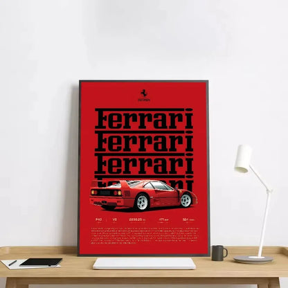 Classic red Italian sports car canvas wall art