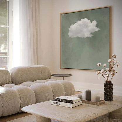 sage green cloud abstract square unframed canvas
