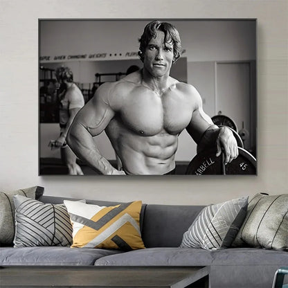black and white motivational canvas of arnold schwarzenegger