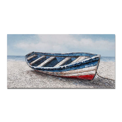 Abstract Nordic Seaside Boats Canvas