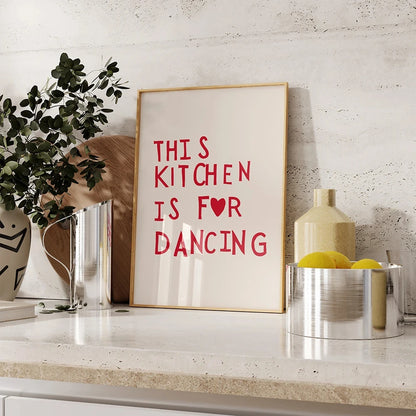 Minimalist Heart "This Kitchen Is For Dancing" Quote Print