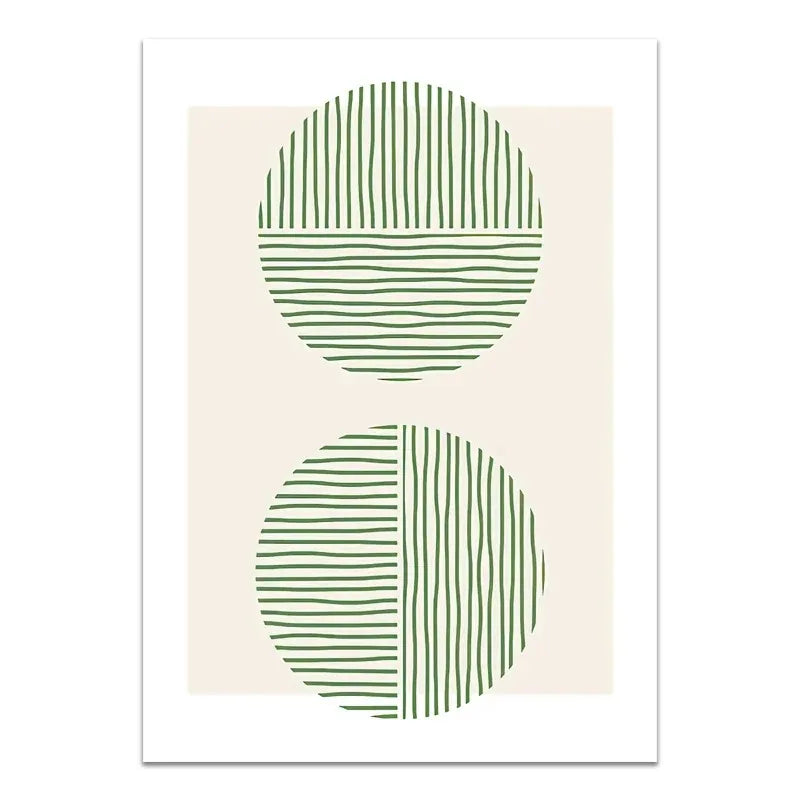 Abstract Bohemian Green Line Leaves Canvas