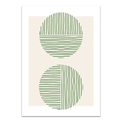 Abstract Bohemian Green Line Leaves Canvas