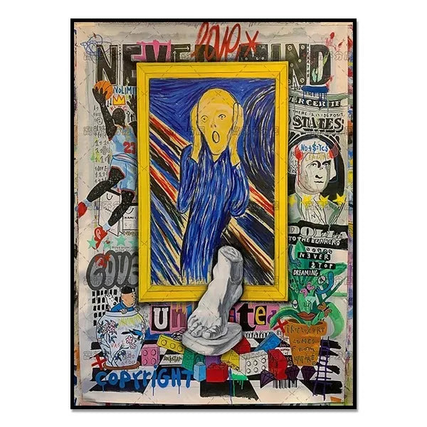 Graffiti Mona Lisa Starry Night Canvas Print