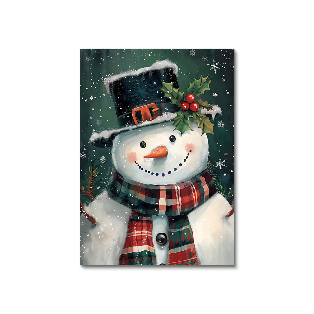 Christmas canvas with polar bear, Santa and snowman