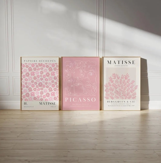 Pink Matisse "Picasso" Wall Art - Set Of 3