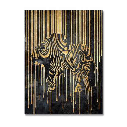 Abstract Gold Line Animals Canvas