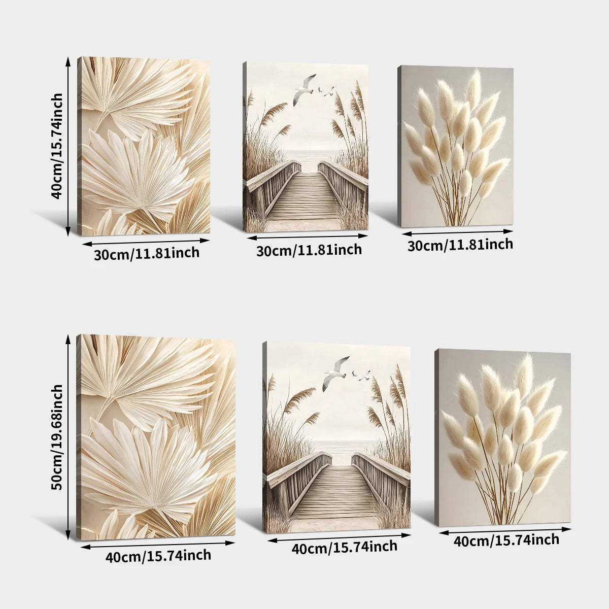 Beige Flower & Grass Canvas