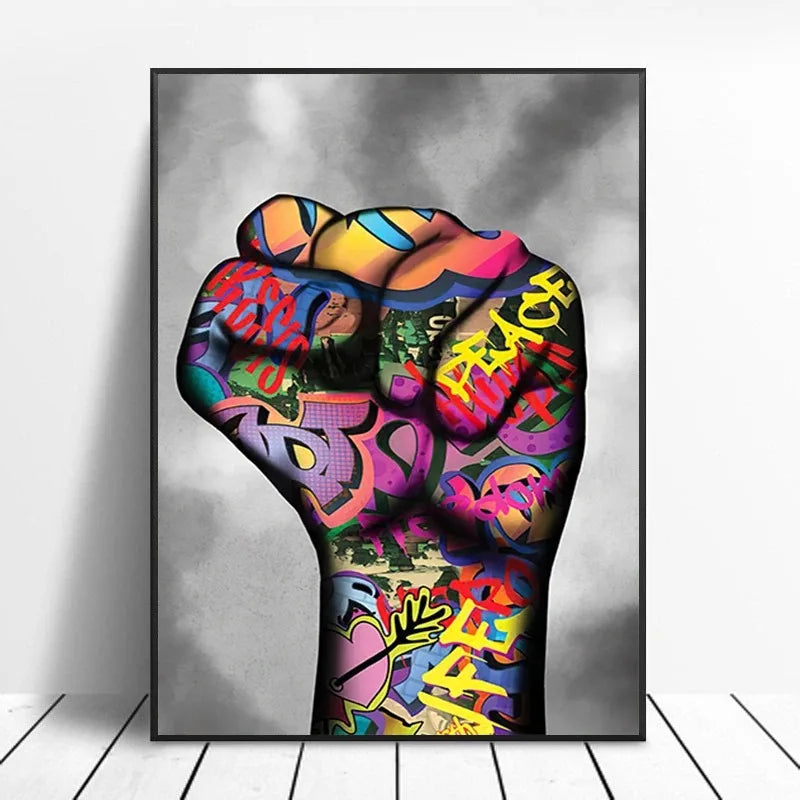 Street Graffiti Gestures Canvas Wall Art