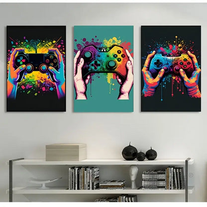 Gaming Graffiti Canvas Print - Set Of 3