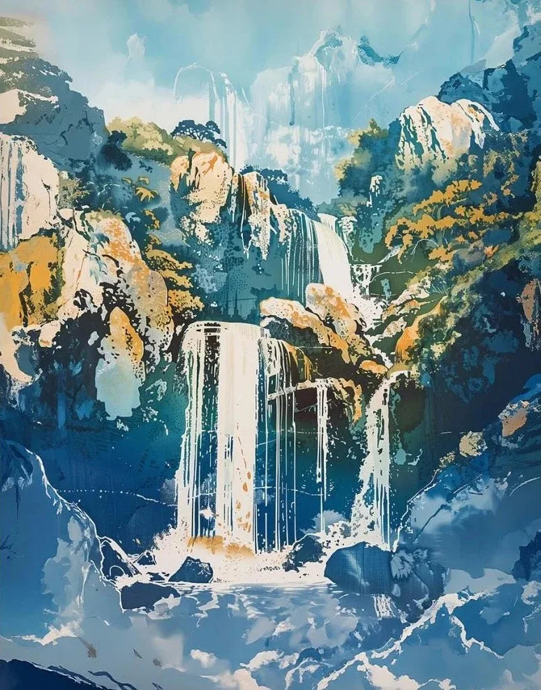 Hokusai Ukiyo-e Waterfall Canvas