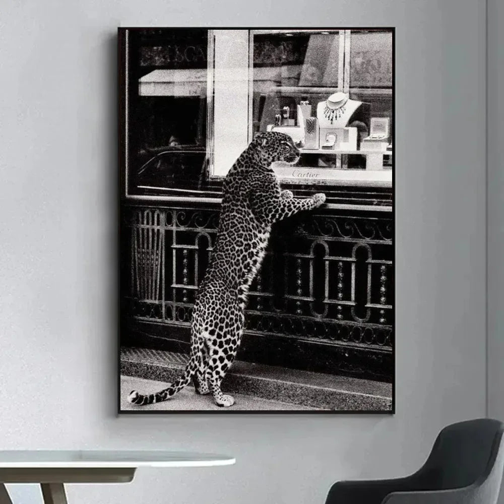 Black & White Fashion Leopard Canvas