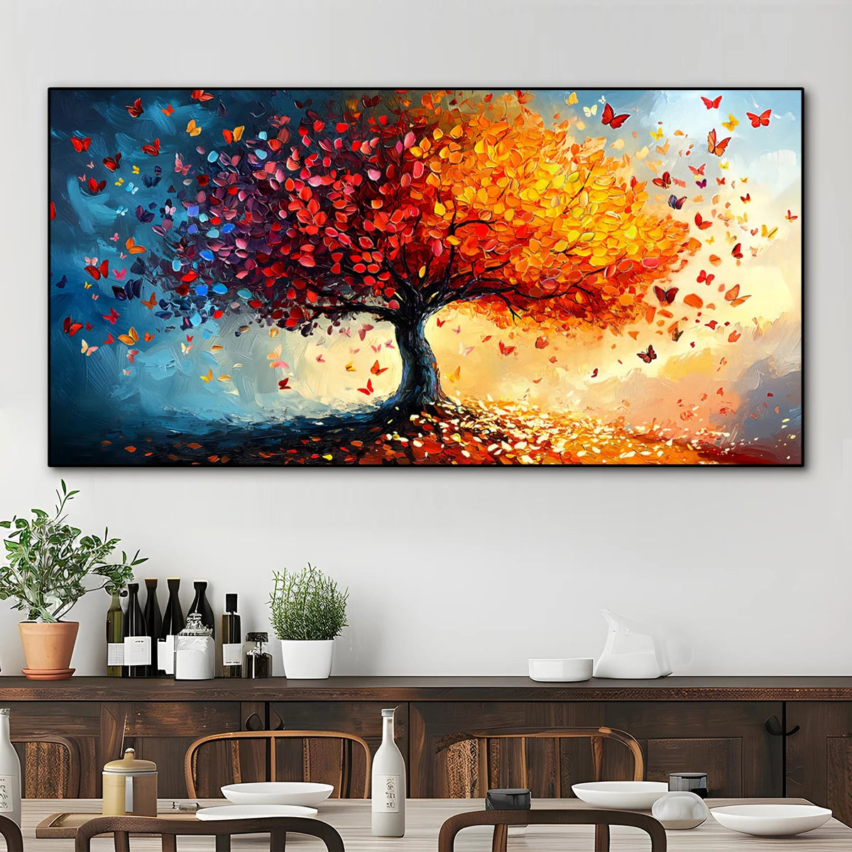 Abstract Colourful Tree Canvas