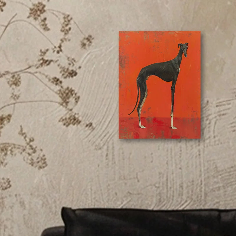 minimalist portrait of a black greyhound dog canvas wall art