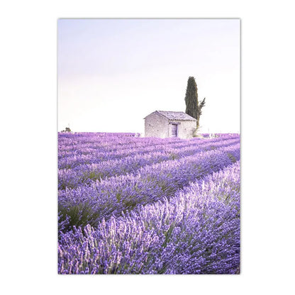 lavender dreamscape canvas with tree blossoms flower girl door bike and car