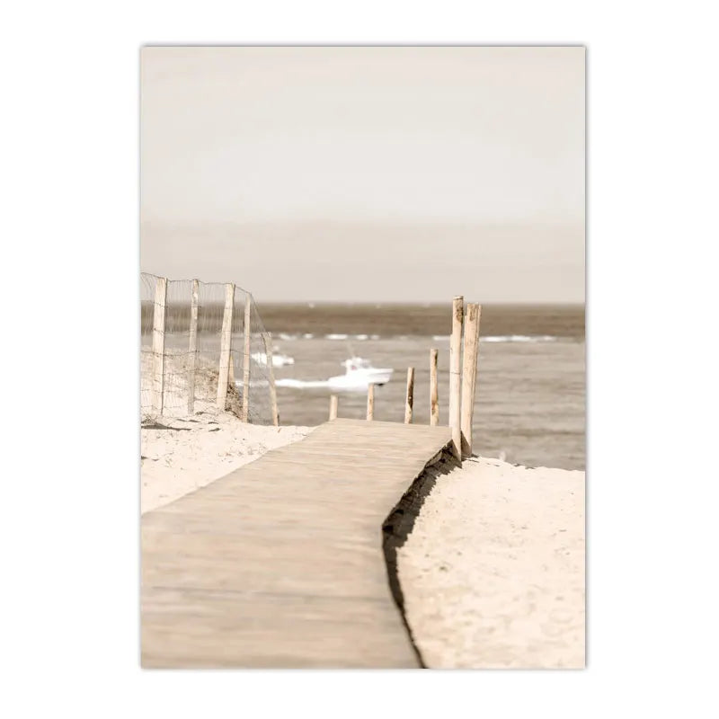 beige coastal canvas with flowers grass and bicycle