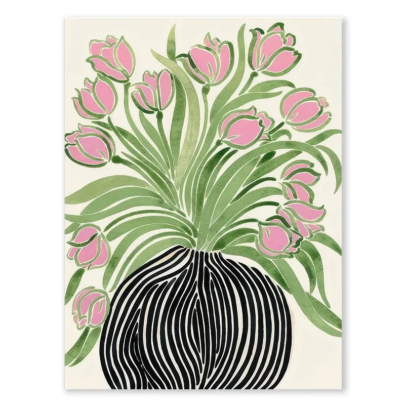 Abstract Tulips & Violets Canvas