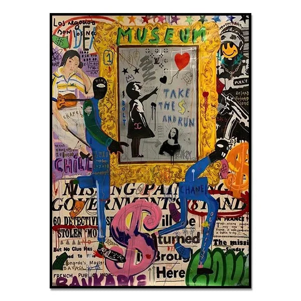 Graffiti Mona Lisa Starry Night Canvas Print