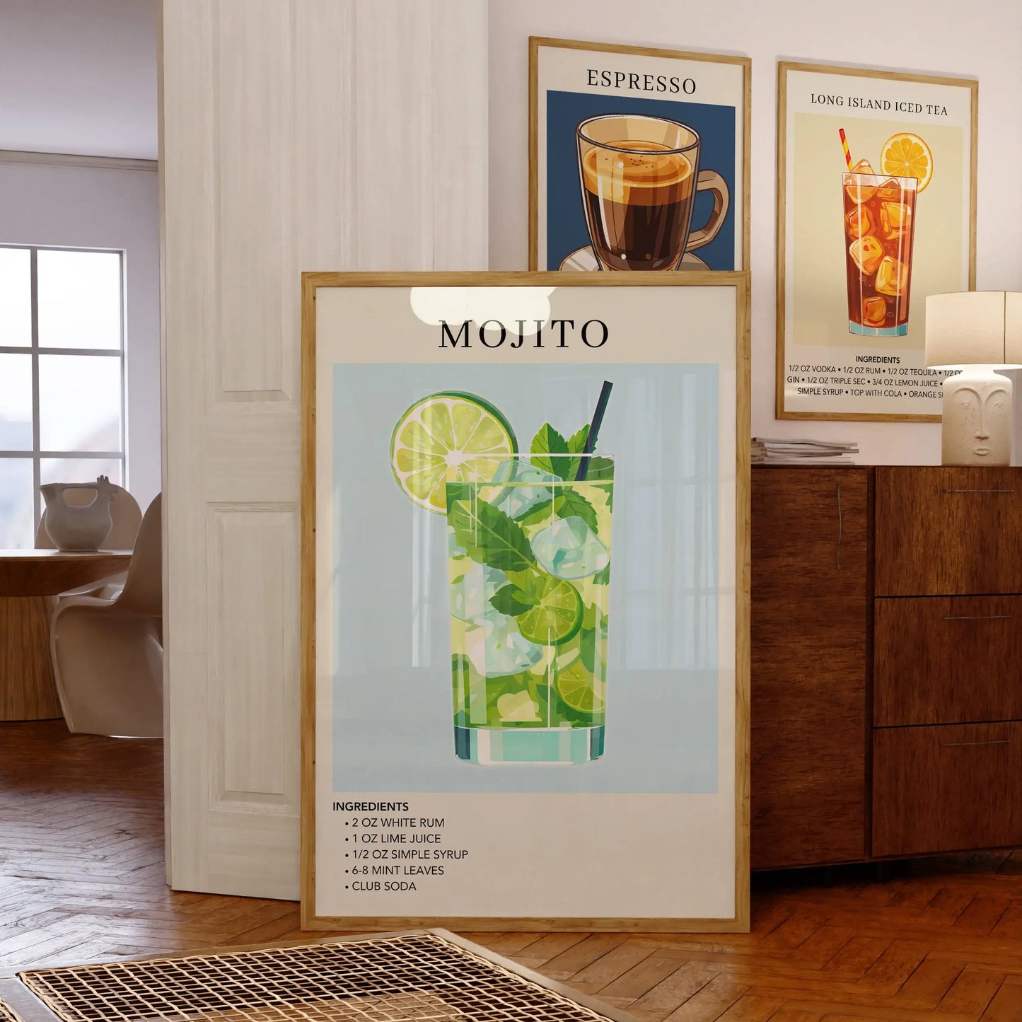 Vintage cocktail alphabet retro bar canvas wall art