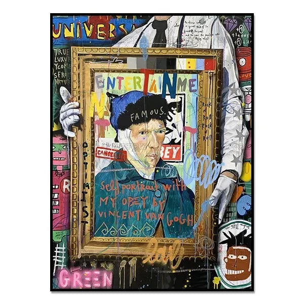 Graffiti Mona Lisa Starry Night Canvas Print