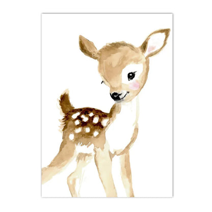 nordic baby animals lion elephant fox deer on nursery canvas