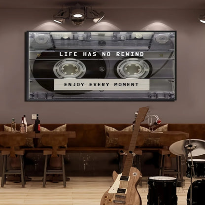 frameless retro cassette tape canvas with stripe pattern